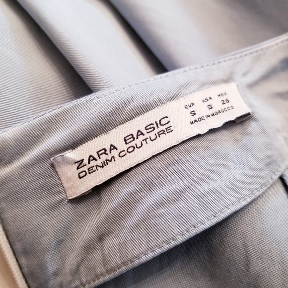 Zara Denim Couture Sky Blue Sleeveless Wrap Fit & Flare Dress Women's Size Small - Picture 9 of 9